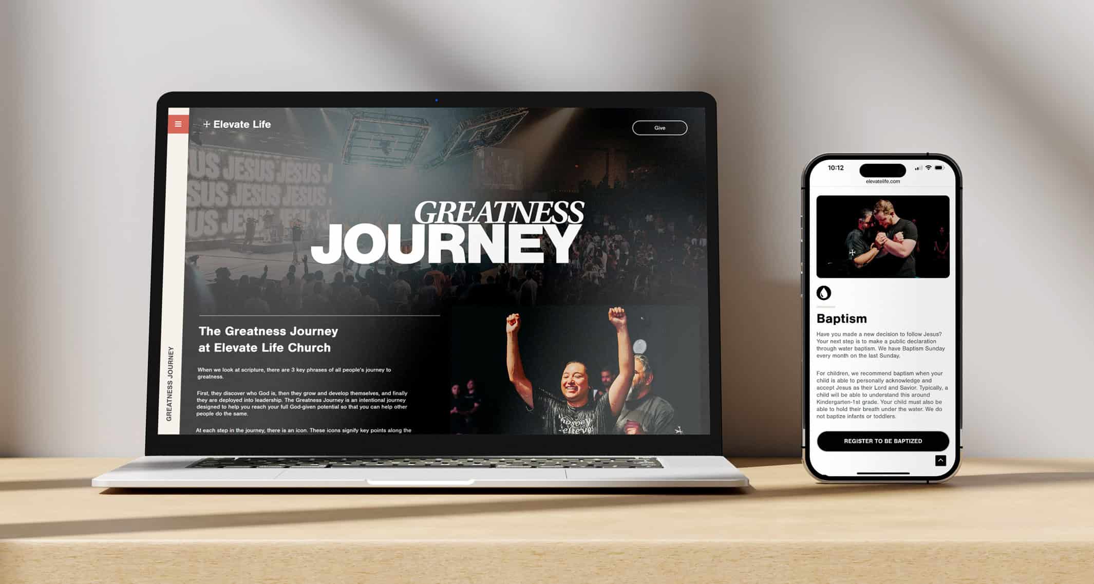 Elevate Life Church website homepage