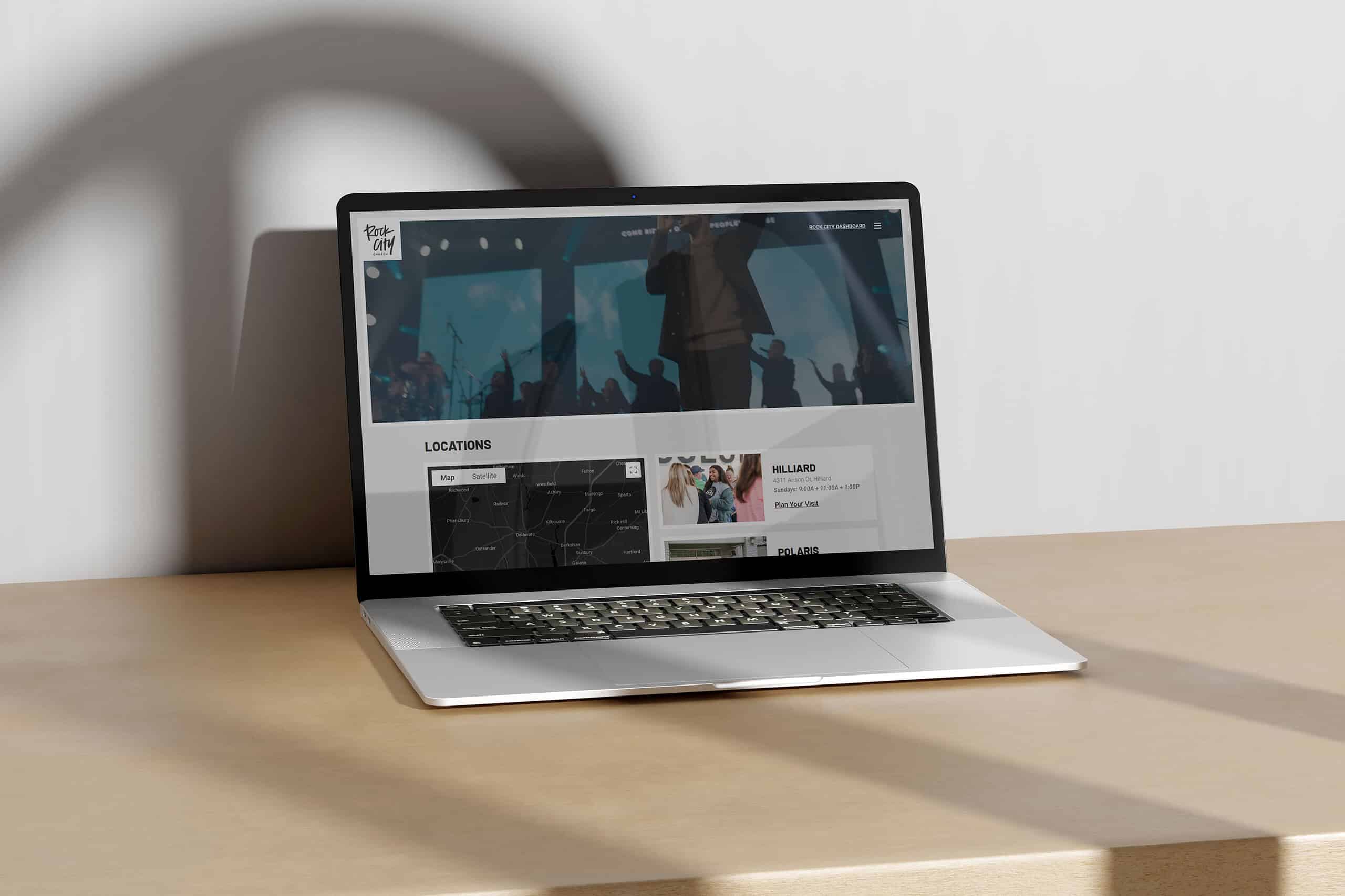 Church website designs shown across desktop and mobile screens